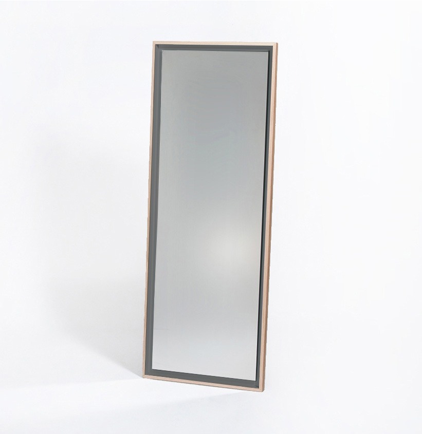 miroir rectangulaire design en bois psyché gris de fumée